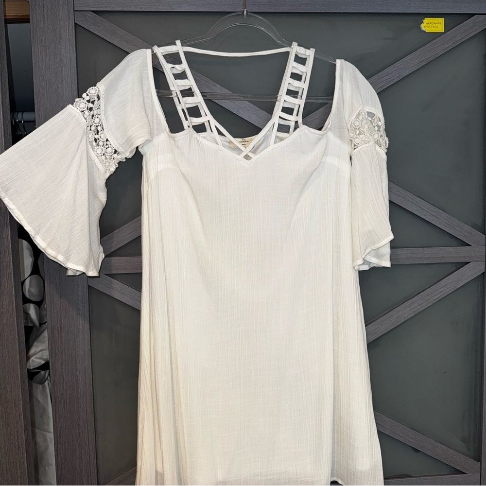 Entro Ivory Lattice Neck Dress NWT